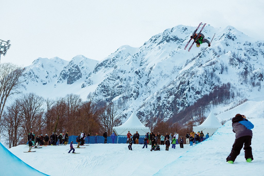 Torin Yater-Wallace skiing in Sochi, Russsia during the freestyl