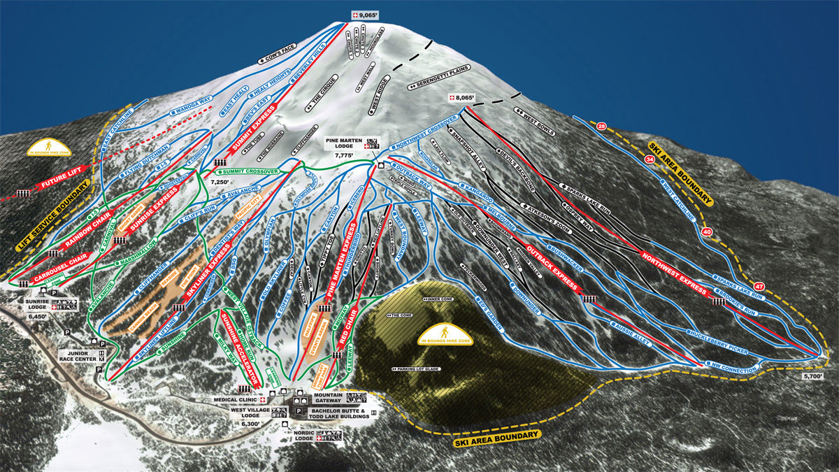 Mt Bachelor Parking Map Mt. Bachelor Trail Map - Freeskier