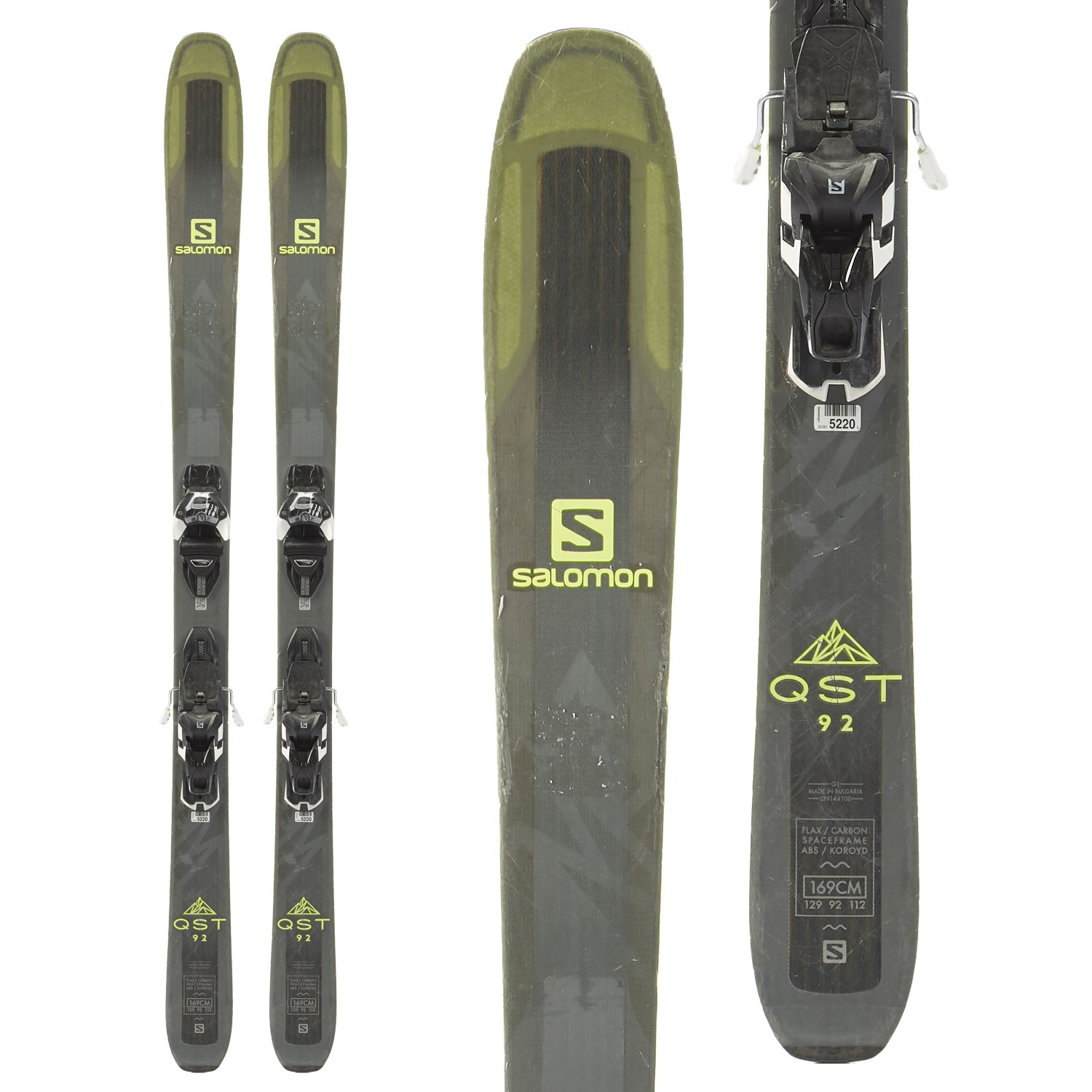Used 2018 Salomon QST 92 Skis with Warden 13 Bindings Silver Condition