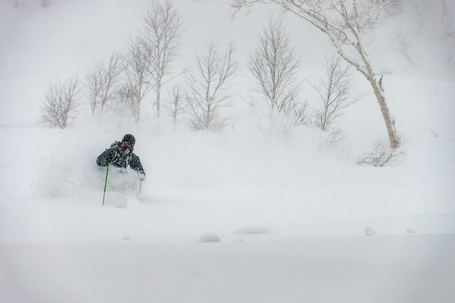 Tom Ritsch plundering pow with Shimamaki Snowcats.